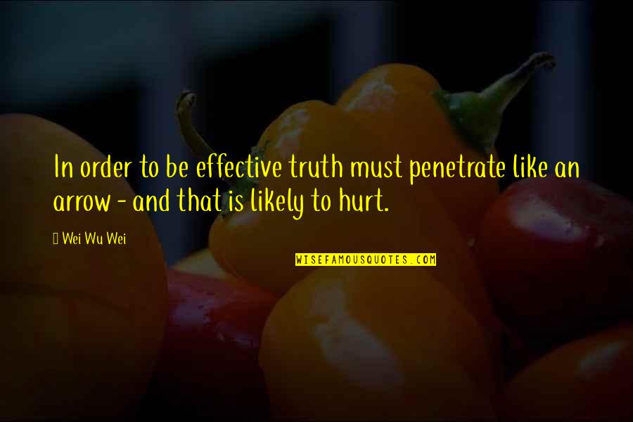 Football Coaches Quotes By Wei Wu Wei: In order to be effective truth must penetrate