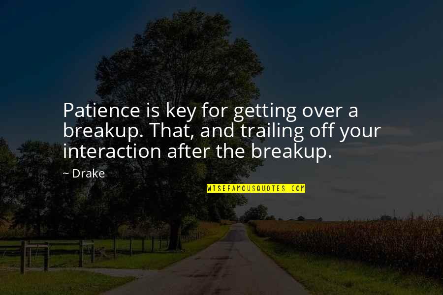 Football Fan Sign Quotes By Drake: Patience is key for getting over a breakup.