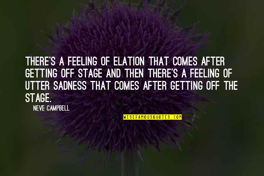 Footbridge Quotes By Neve Campbell: There's a feeling of elation that comes after Footbridge Quotes By Neve Campbell: There's a feeling of elation that comes after