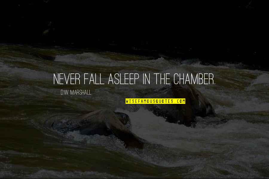 Footholds Counseling Quotes By D.W. Marshall: Never fall asleep in The Chamber.