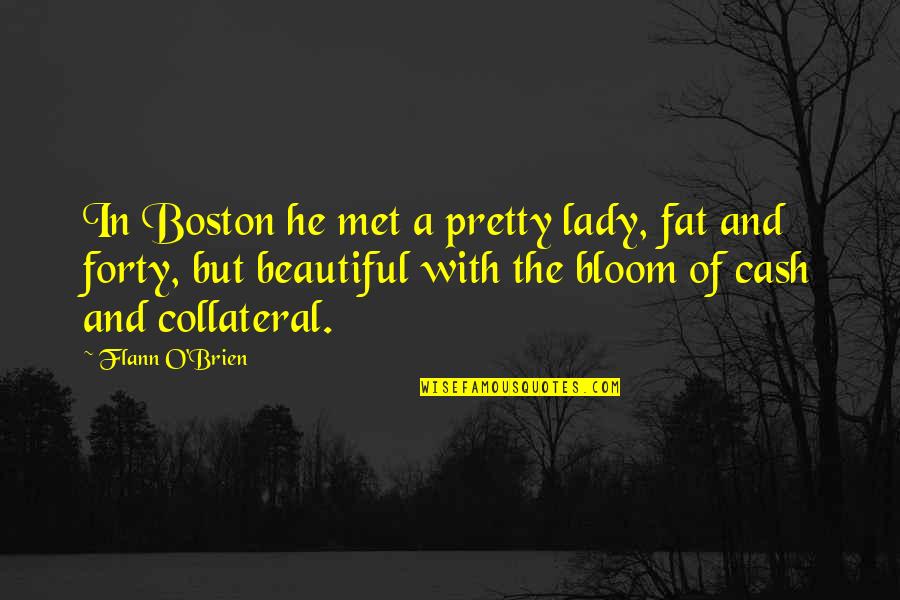 For A Beautiful Lady Quotes By Flann O'Brien: In Boston he met a pretty lady, fat