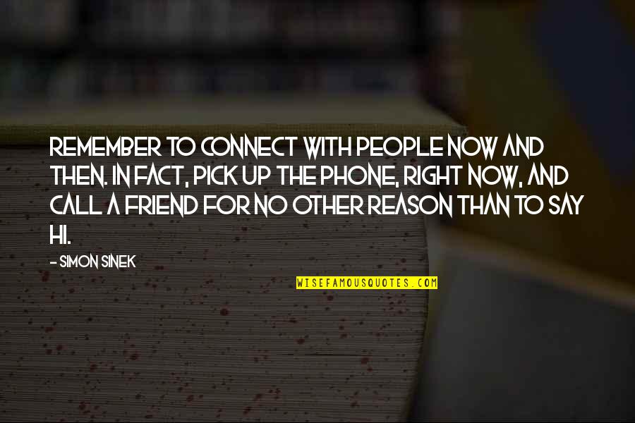 For A Friend Quotes By Simon Sinek: Remember to connect with people now and then.