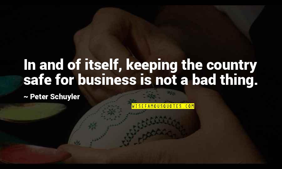 For Business Quotes By Peter Schuyler: In and of itself, keeping the country safe