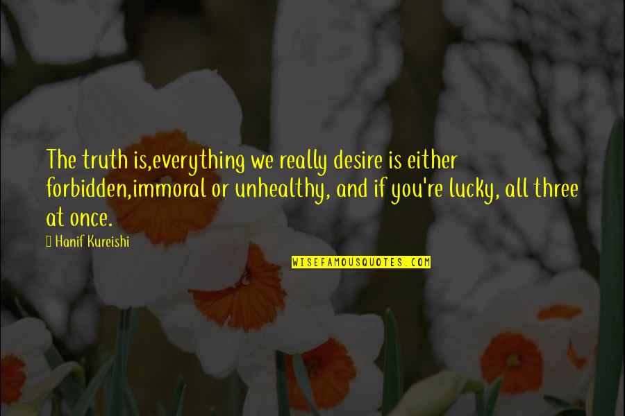 For Complicated Relationship Quotes By Hanif Kureishi: The truth is,everything we really desire is either