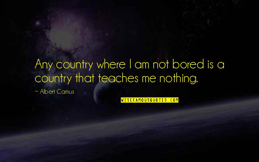 For Decades On End Quotes By Albert Camus: Any country where I am not bored is