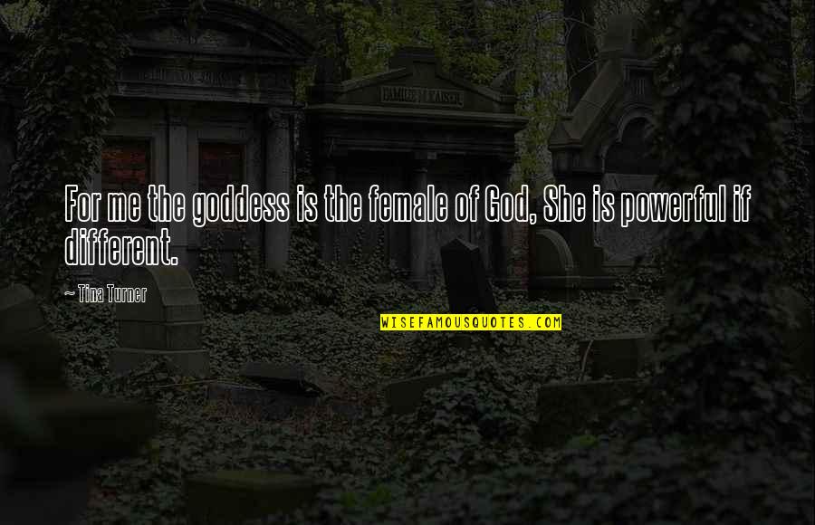 For Female Quotes By Tina Turner: For me the goddess is the female of