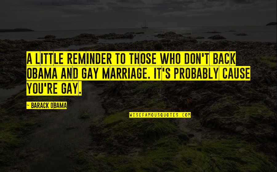 For Gay Marriage Quotes By Barack Obama: A little reminder to those who don't back