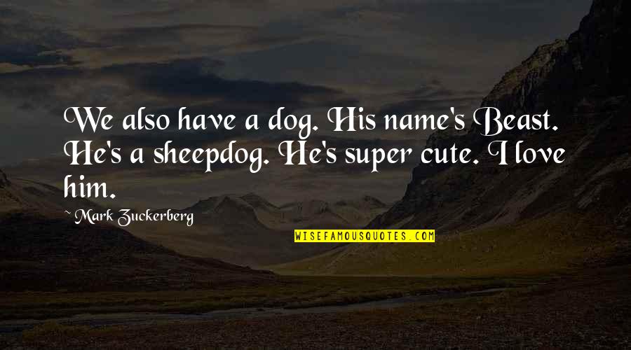 For Him Cute Quotes By Mark Zuckerberg: We also have a dog. His name's Beast.