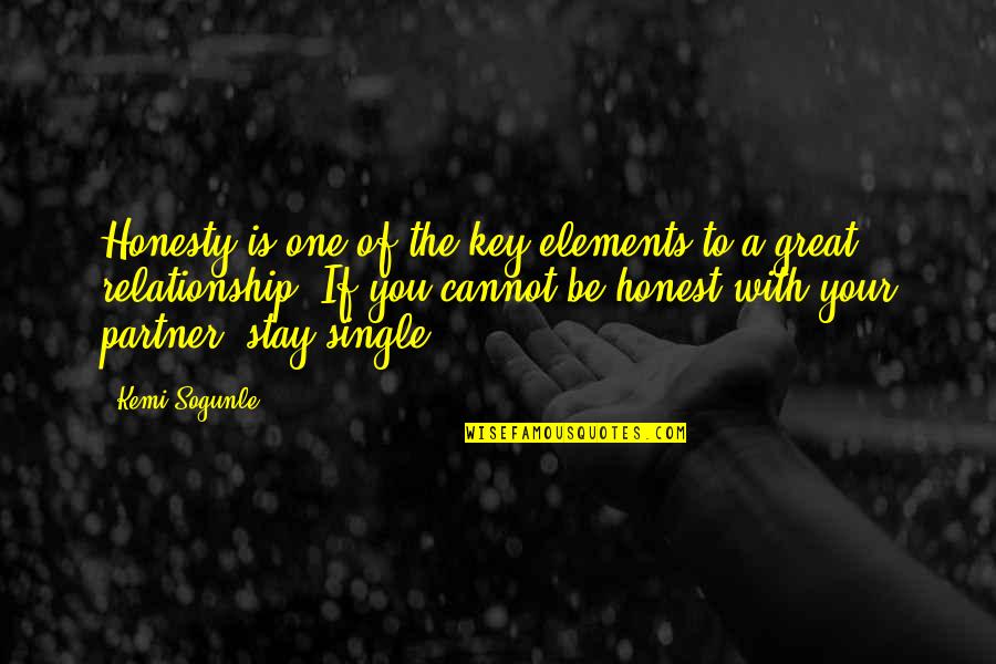 For Life Partner Quotes By Kemi Sogunle: Honesty is one of the key elements to