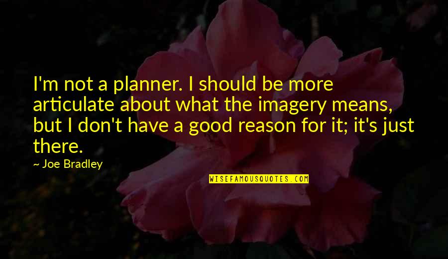 For More Quotes By Joe Bradley: I'm not a planner. I should be more