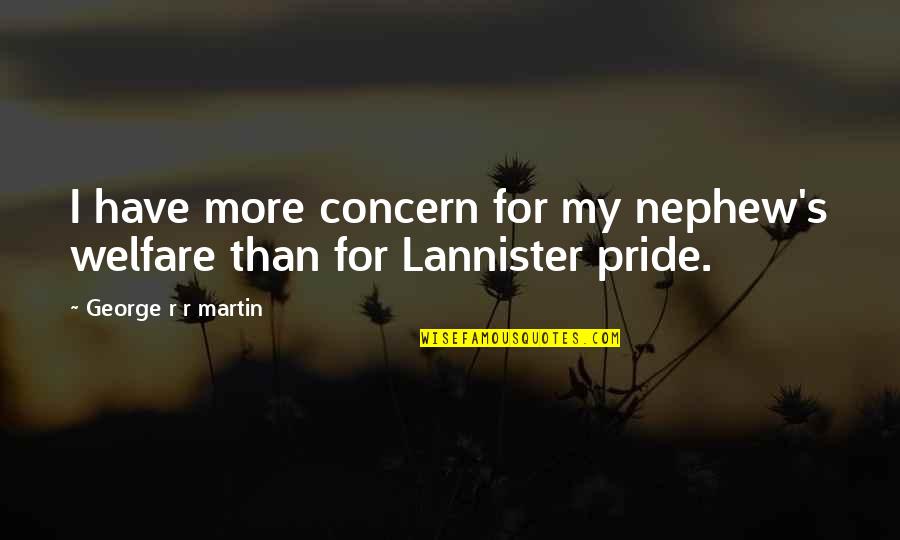 For My Family Quotes By George R R Martin: I have more concern for my nephew's welfare For My Family Quotes By George R R Martin: I have more concern for my nephew's welfare