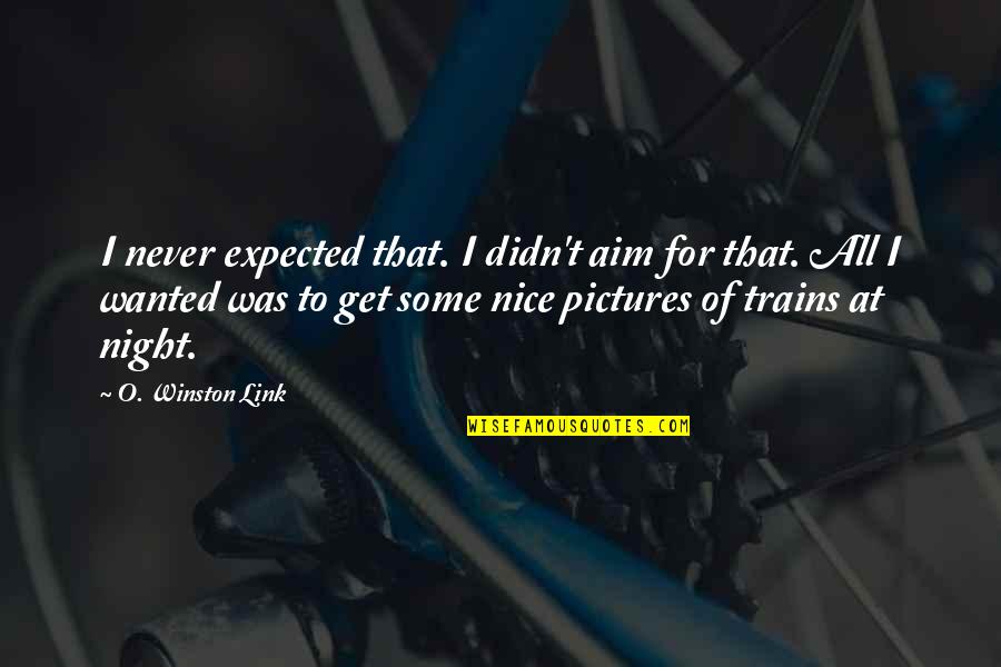 For Pictures Quotes By O. Winston Link: I never expected that. I didn't aim for For Pictures Quotes By O. Winston Link: I never expected that. I didn't aim for
