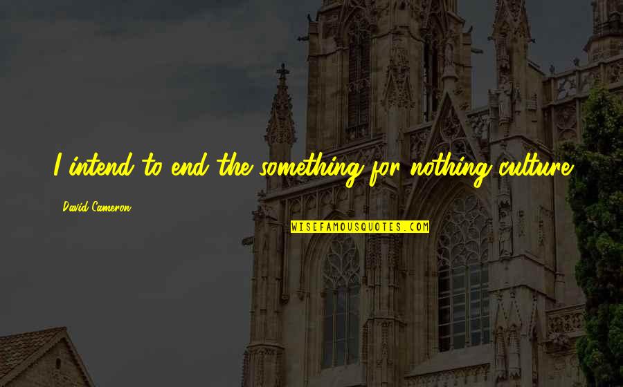 For The Culture Quotes By David Cameron: I intend to end the something for nothing For The Culture Quotes By David Cameron: I intend to end the something for nothing