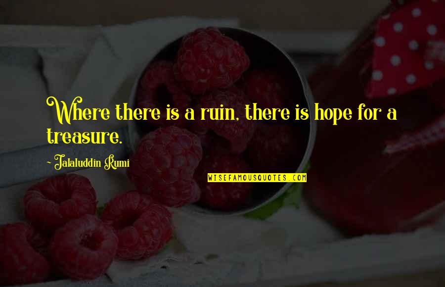 For Where Your Treasure Is Quotes By Jalaluddin Rumi: Where there is a ruin, there is hope