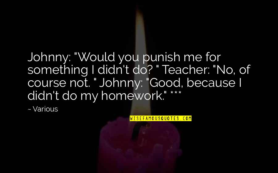 For You I Would Quotes By Various: Johnny: "Would you punish me for something I