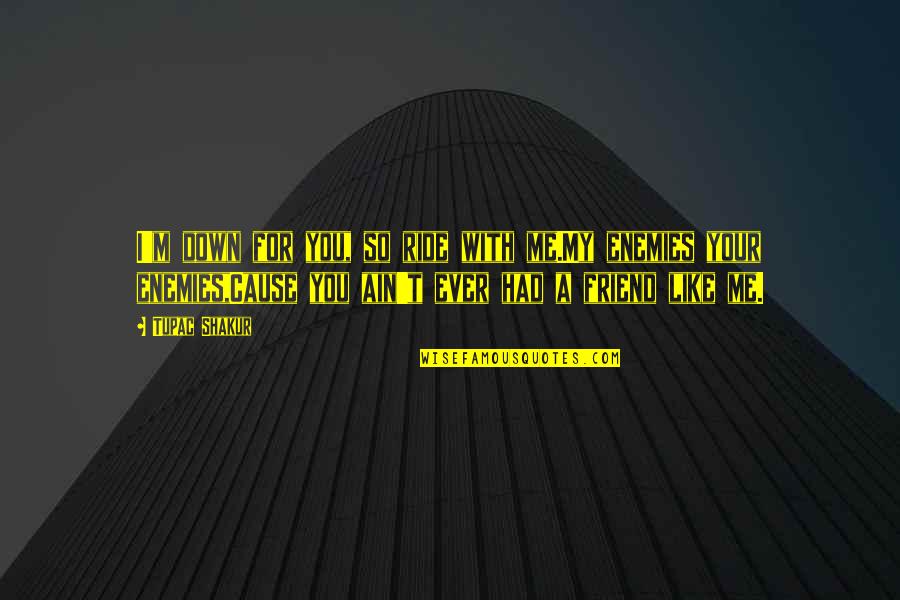 For You My Friend Quotes By Tupac Shakur: I'm down for you, so ride with me.My