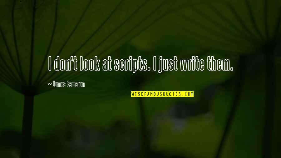 Forasmuch Quotes By James Cameron: I don't look at scripts. I just write