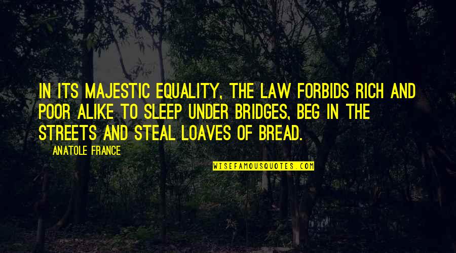 Forbids Quotes By Anatole France: In its majestic equality, the law forbids rich