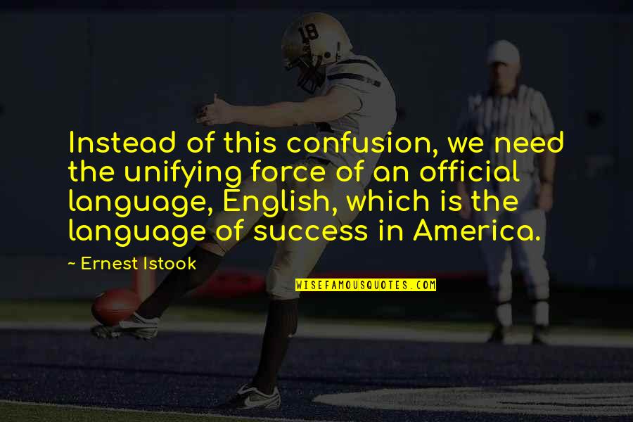 Force For Success Quotes By Ernest Istook: Instead of this confusion, we need the unifying