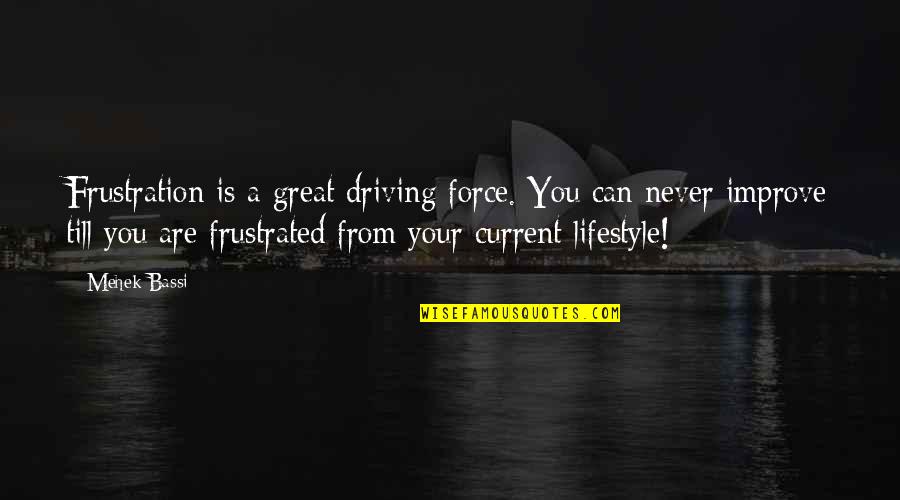 Force For Success Quotes By Mehek Bassi: Frustration is a great driving force. You can