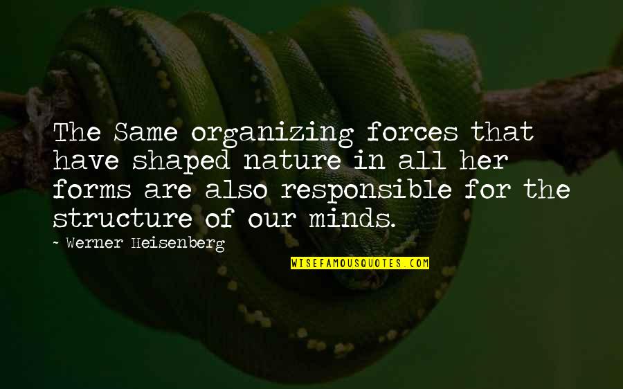 Force Of Nature Quotes By Werner Heisenberg: The Same organizing forces that have shaped nature Force Of Nature Quotes By Werner Heisenberg: The Same organizing forces that have shaped nature