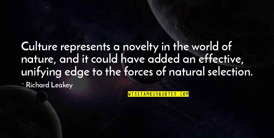 Forces Of Nature Quotes By Richard Leakey: Culture represents a novelty in the world of