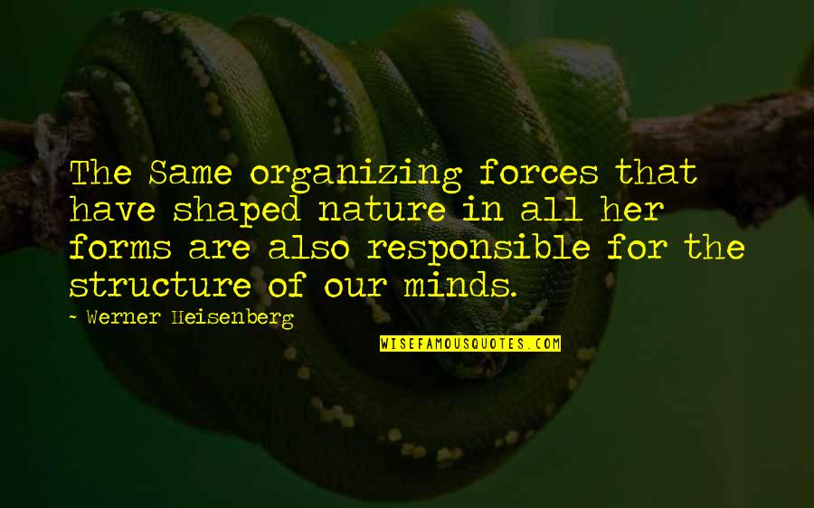 Forces Of Nature Quotes By Werner Heisenberg: The Same organizing forces that have shaped nature