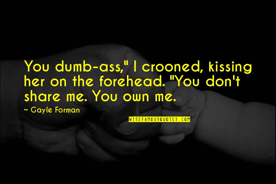 Forehead Quotes By Gayle Forman: You dumb-ass," I crooned, kissing her on the