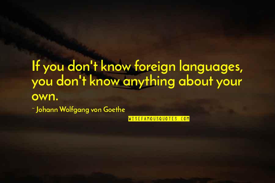 Foreign Language Quotes By Johann Wolfgang Von Goethe: If you don't know foreign languages, you don't