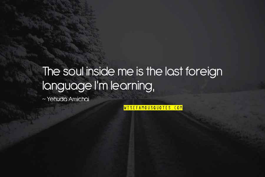 Foreign Language Quotes By Yehuda Amichai: The soul inside me is the last foreign