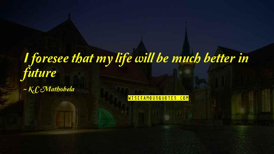 Foresee The Future Quotes By K.C Mathobela: I foresee that my life will be much