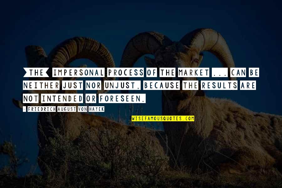 Foreseen Quotes By Friedrich August Von Hayek: [The] impersonal process of the market ... can