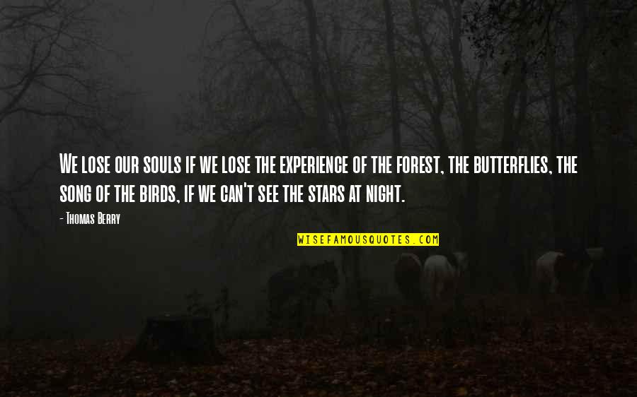 Forest At Night Quotes By Thomas Berry: We lose our souls if we lose the Forest At Night Quotes By Thomas Berry: We lose our souls if we lose the