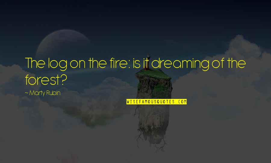 Forest Fire Quotes By Marty Rubin: The log on the fire: is it dreaming