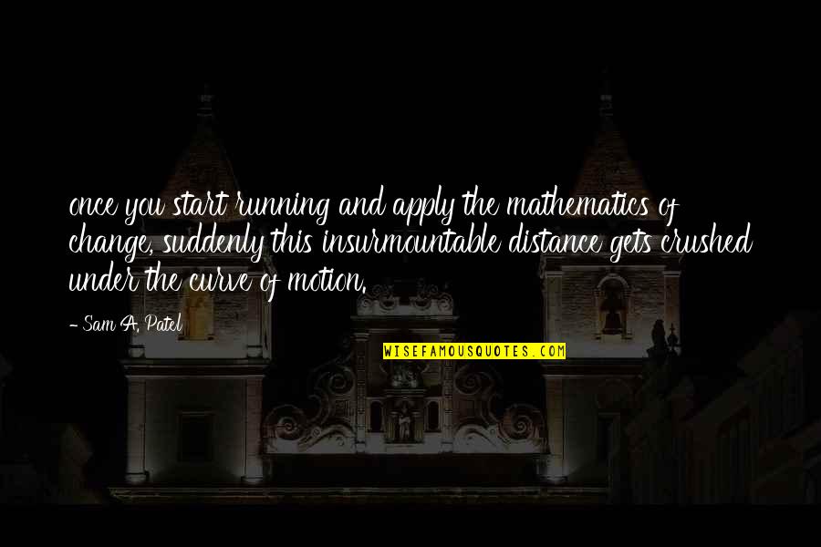 Forestall Synonyms Quotes By Sam A. Patel: once you start running and apply the mathematics