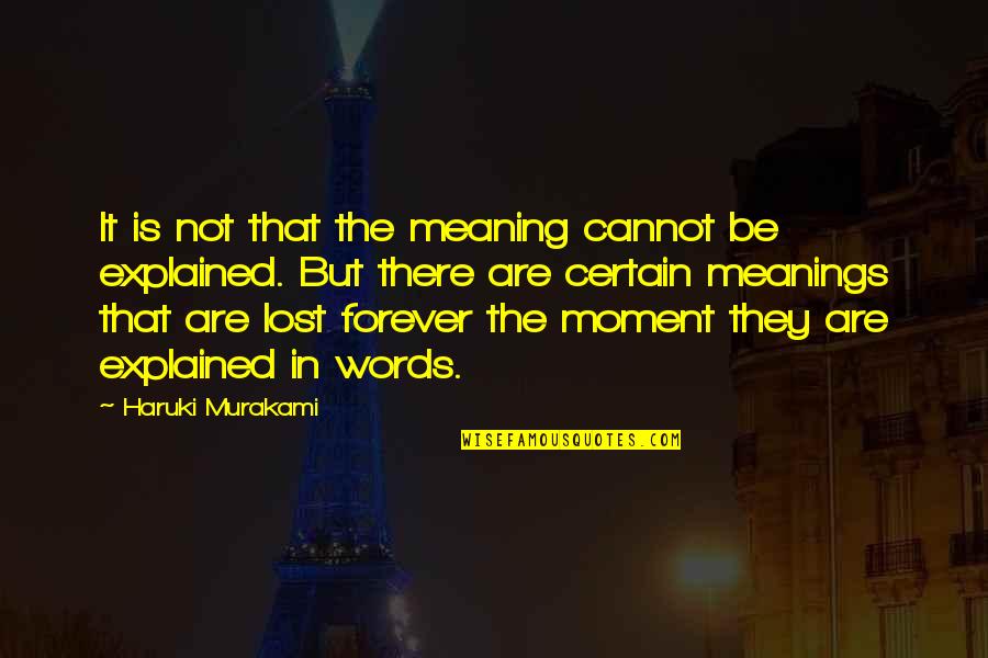 Forever Meaning Quotes By Haruki Murakami: It is not that the meaning cannot be