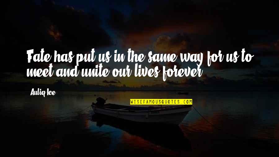 Forever Quotes And Quotes By Auliq Ice: Fate has put us in the same way