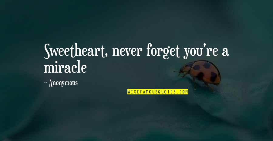 Forever Unclean Quotes By Anonymous: Sweetheart, never forget you're a miracle