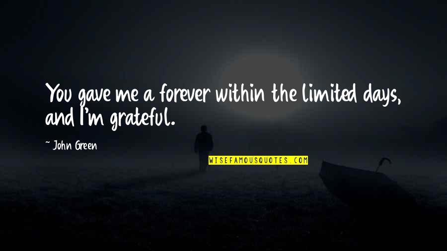 Forever You And Me Quotes By John Green: You gave me a forever within the limited