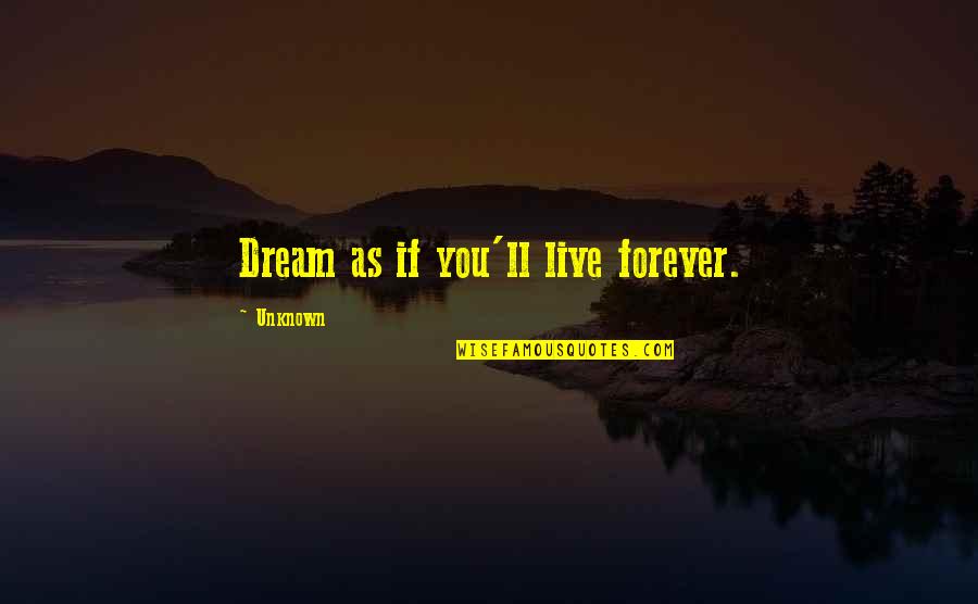 Forever You Quotes By Unknown: Dream as if you'll live forever.