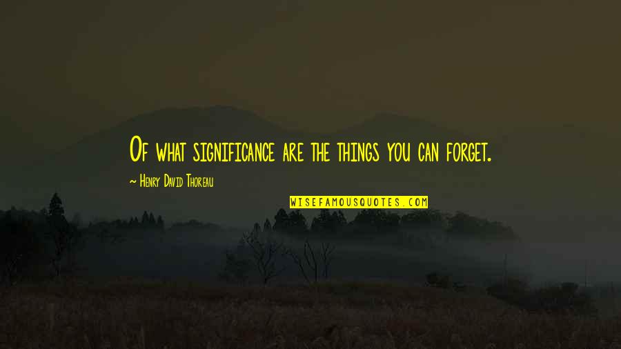 Forget All The Memories Quotes By Henry David Thoreau: Of what significance are the things you can