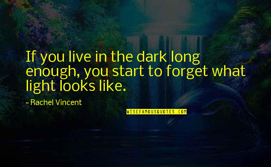 Forget And Start Over Quotes By Rachel Vincent: If you live in the dark long enough,