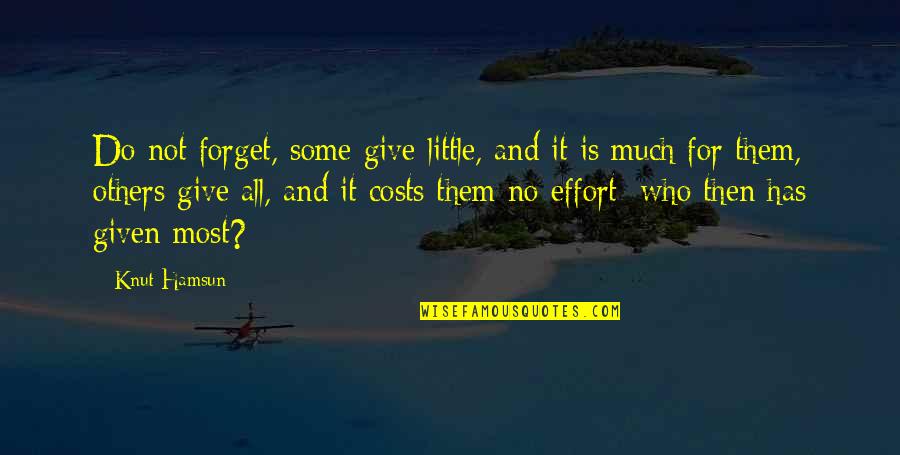 Forget It All Quotes By Knut Hamsun: Do not forget, some give little, and it