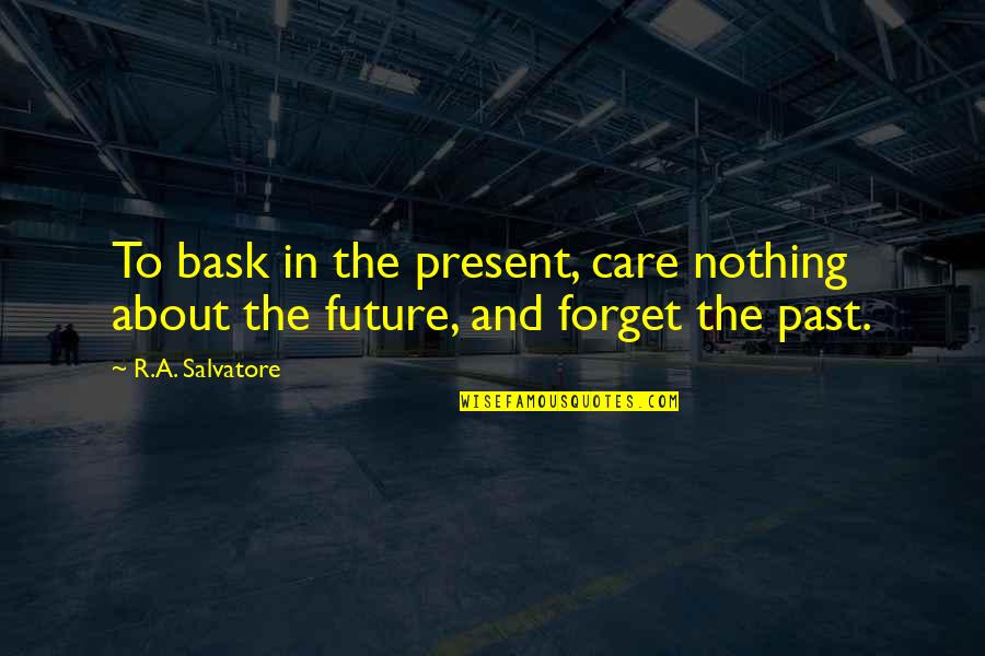 Forget Past Quotes By R.A. Salvatore: To bask in the present, care nothing about