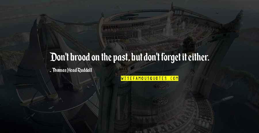Forget Past Quotes By Thomas Head Raddall: Don't brood on the past, but don't forget