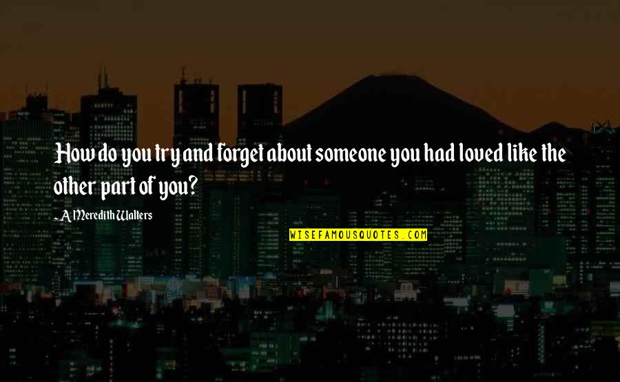 Forget Someone You Love Quotes By A Meredith Walters: How do you try and forget about someone