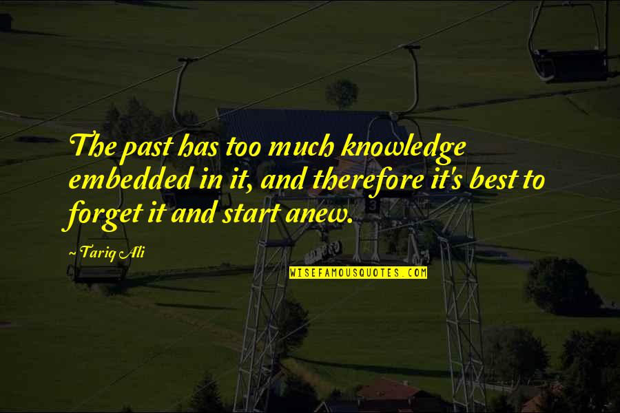 Forget The Past Quotes By Tariq Ali: The past has too much knowledge embedded in Forget The Past Quotes By Tariq Ali: The past has too much knowledge embedded in