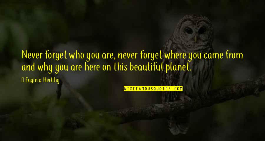 Forget Where You Came From Quotes By Euginia Herlihy: Never forget who you are, never forget where