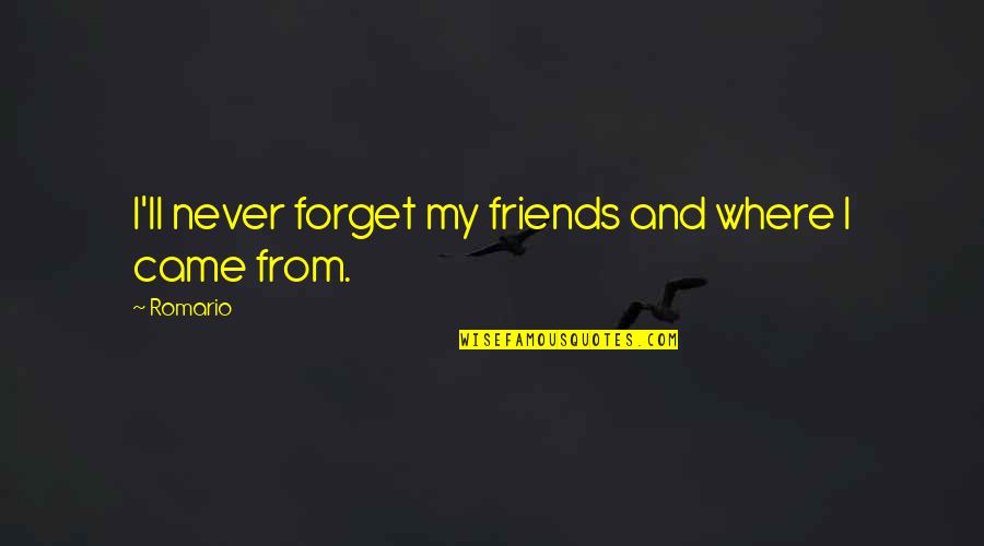 Forget Where You Came From Quotes By Romario: I'll never forget my friends and where I