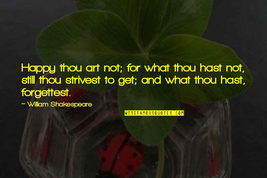 Forgettest Quotes By William Shakespeare: Happy thou art not; for what thou hast